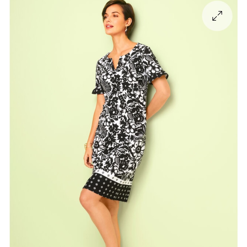 Talbots Black and White short sleeved Sheath Dress